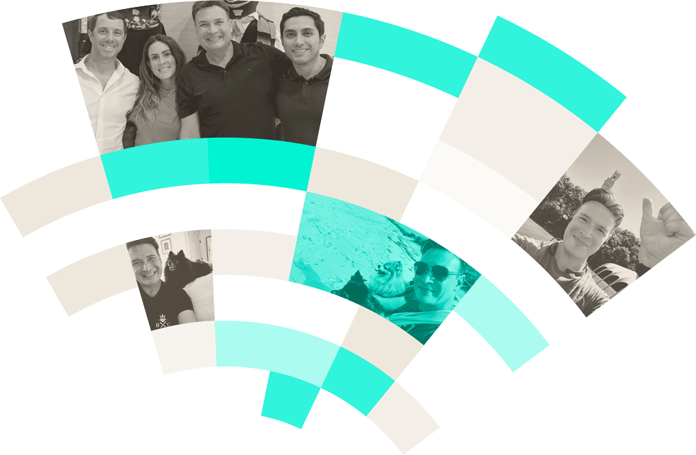 Photo collage of Javier with friends